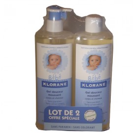 Klorane bébé, gel douceur moussant,corps et cheveux,sans paraben,sans colorant